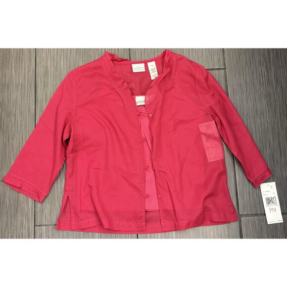 Liz Claiborne Tops - Liz Claiborne Villager Pink Cotton Tank And Button Down Shirt Set Petite Medium